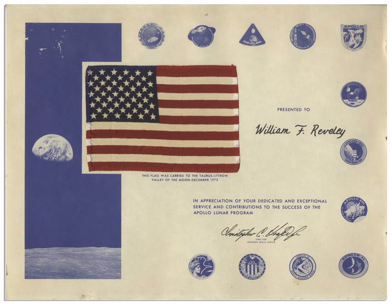 U.S. Flag Flown to the Moon and Carried to the Lunar Surface During the Apollo 17 Mission